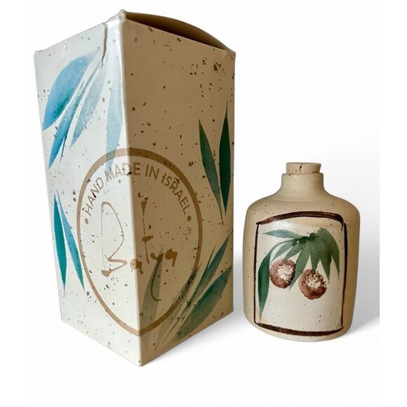 Olive Oil Bottle Ceramic Hand Made Batya Erdstein Israel Signed Judaica 4.5" - Picture 2 of 14